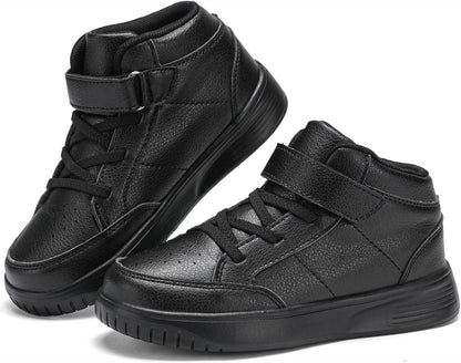 Kids Trainers Boys High Top School Tennis Sneakers for Girls Running Adjustable Strap Shoes