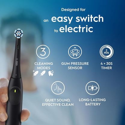 Io2 Duo Electric Toothbrushes, 2 Gentle Care Toothbrush Heads, 1 Travel Case, 1 Travel Refill Holder, Toothbrush for Adults (Night Black and Forest Green), Designed by Braun, 2 Pin UK Plug