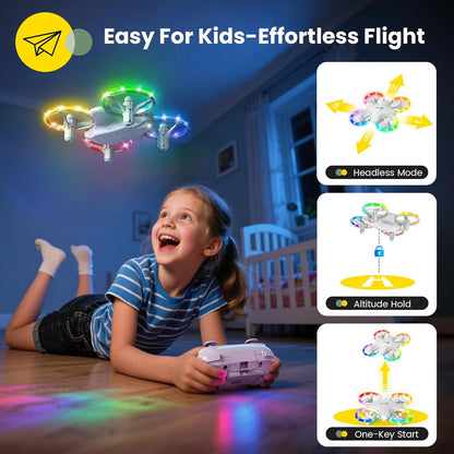 HS180 Kids Mini Drone with LED Lights for 6-12 Year Old Boys Girls, Small RC Quadcopter with 3 Batteries 21 Mins Flight, 360° Flips, Easy to Fly, Birthday Gift for Kids