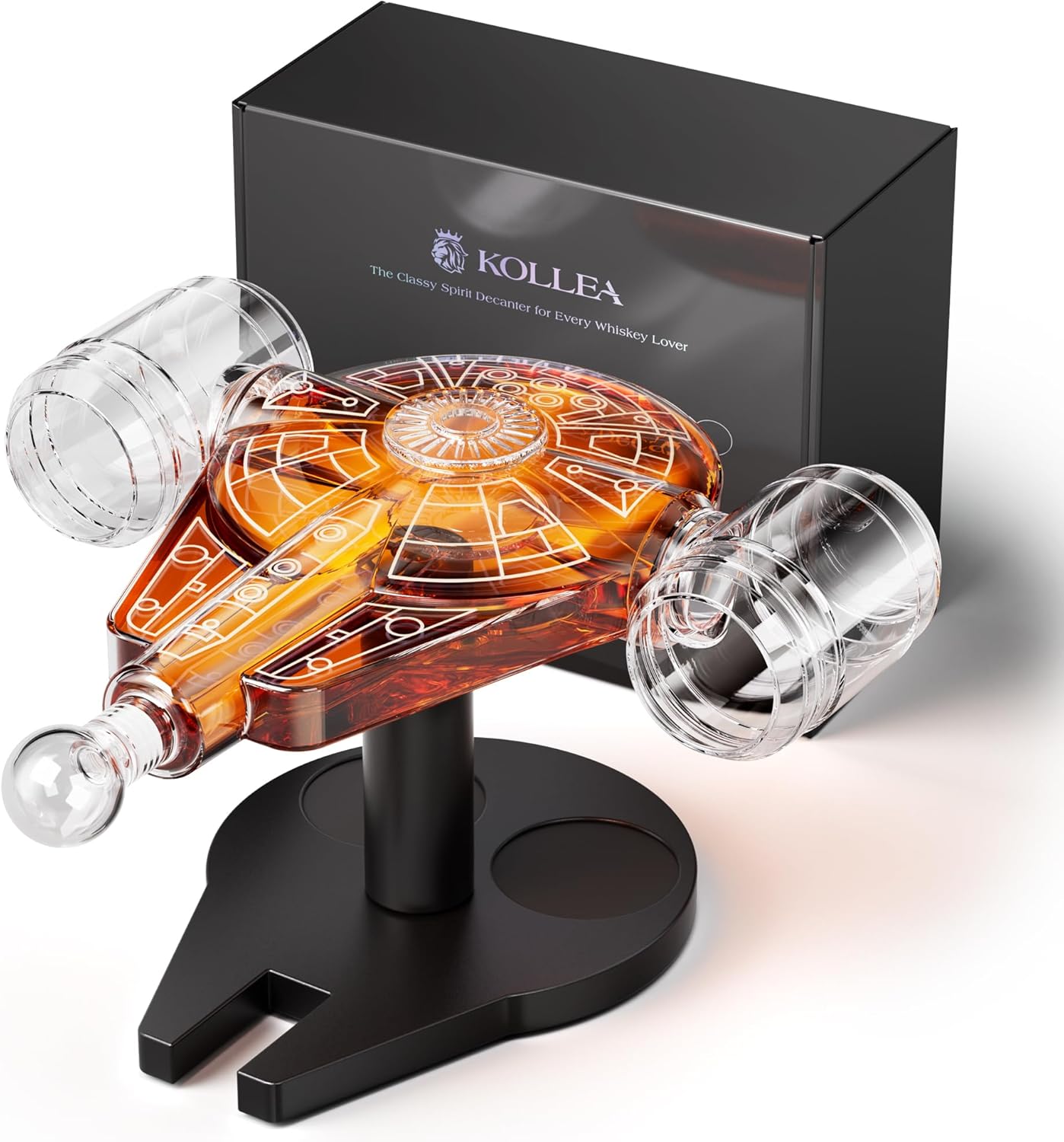 Fathers Day Birthday Gifts for Men Dad, Galaxy Spaceship Whiskey Decanter Sets for Men, Spacecraft Limited Edition, 2 Funny Shot Glasses, Unique Guys Brother Gift Ideas, Liquor Decanter for Bar