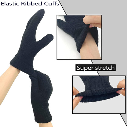Winter Gloves for Women Knit Thermal Warm Fleece Lined Touch Screen Gloves for Outdoor Sports