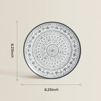 24PCS Melamine Dinnerware Sets - Camping Plates and Bowls Set, Dinner Set for 8 People, Plate Set - Durable & Stylish Dining Collection
