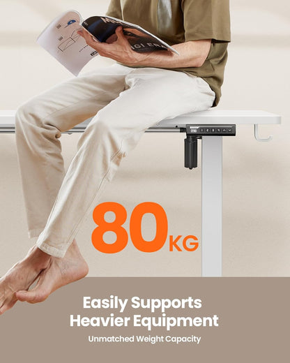 Electric Standing Desk Height Adjustable 120 X 60Cm, Sit Stand Desk with 4 Memory Smart Pannel, Home Office Desk with Splice Board