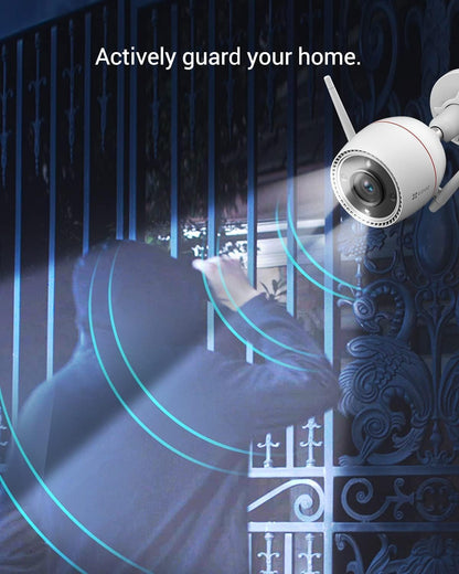 2K Outdoor Security Camera CCTV Wi-Fi Camera, 30M Colour Night Vision, AI Human Motion Detection, Two-Way Audio, Strobe & Siren Alert, IP67 Waterproof, 256GB SD Card/Cloud Storage (Outpro)