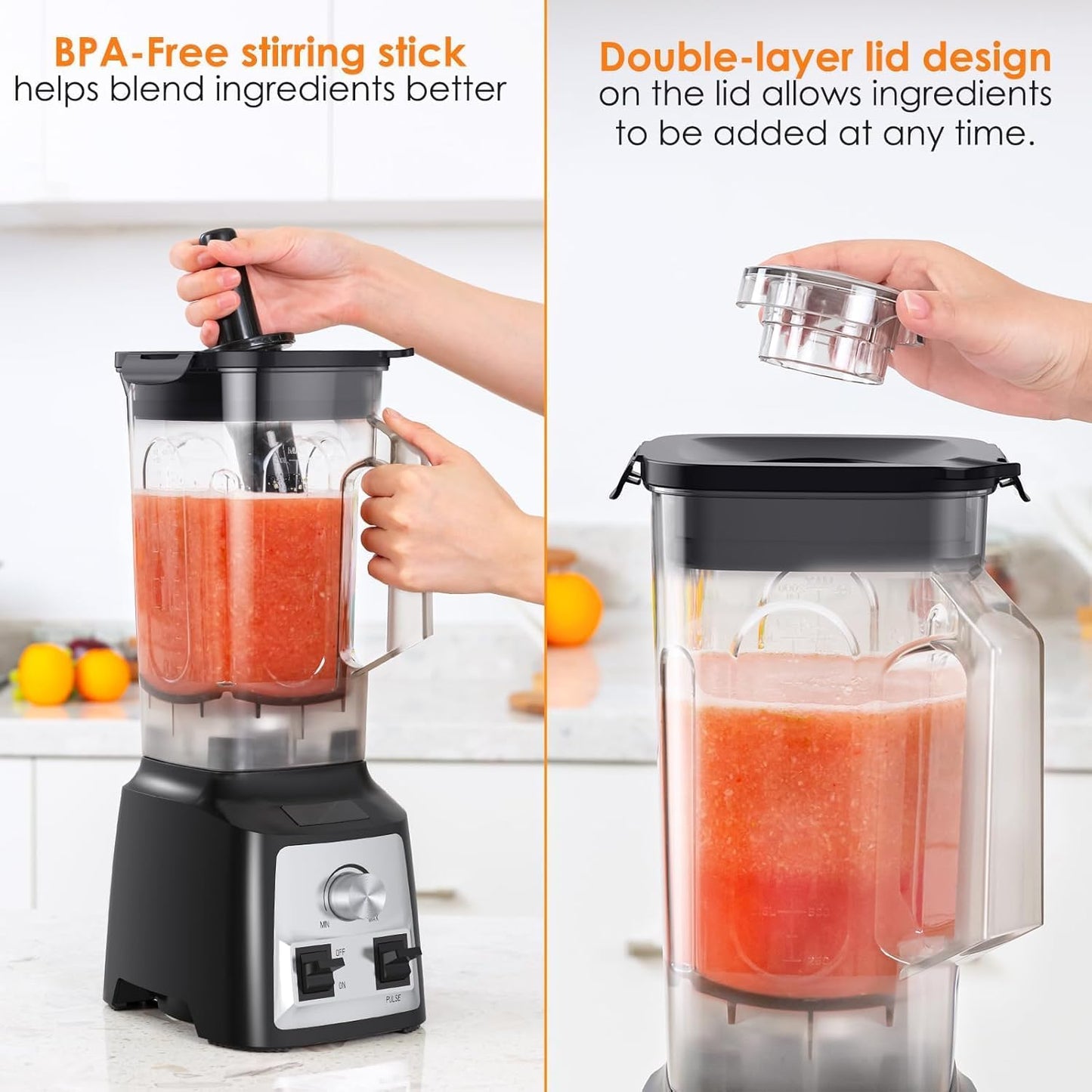 Blender Smoothie Maker, 2000W Powerful Blender for Kitchen with 2L Bpa-Free Tritan Container, 8 Sharp Blades with 30000 RPM High-Speed Jug Blender, Professional Smoothie Maker for Ice/Nut