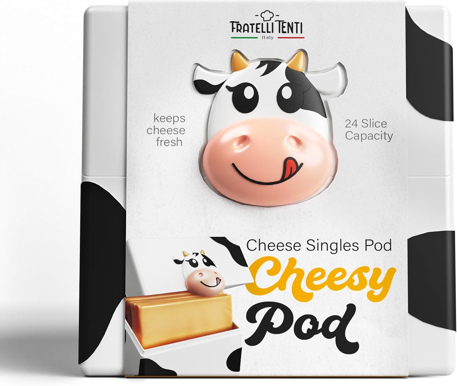 Cheesy Pod – Sliced Cheese Container for Fridge - Airtight, Bpa-Free Plastic Storage for Deli Cheese Slices – Stackable, Dishwasher-Safe, and Odor-Free – Keeps Cheese Fresh Longer