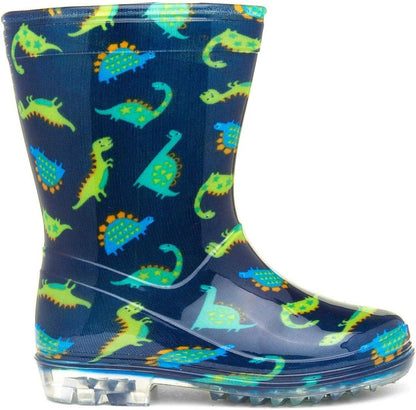 - Boys Navy & Green Dinosaur Welly
