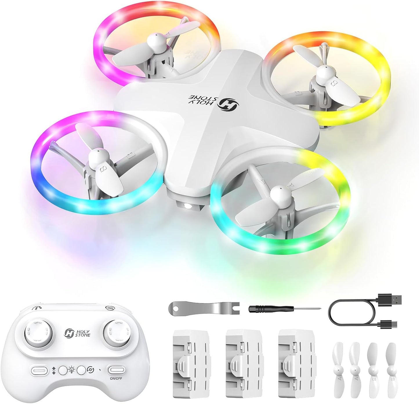 HS180 Kids Mini Drone with LED Lights for 6-12 Year Old Boys Girls, Small RC Quadcopter with 3 Batteries 21 Mins Flight, 360° Flips, Easy to Fly, Birthday Gift for Kids