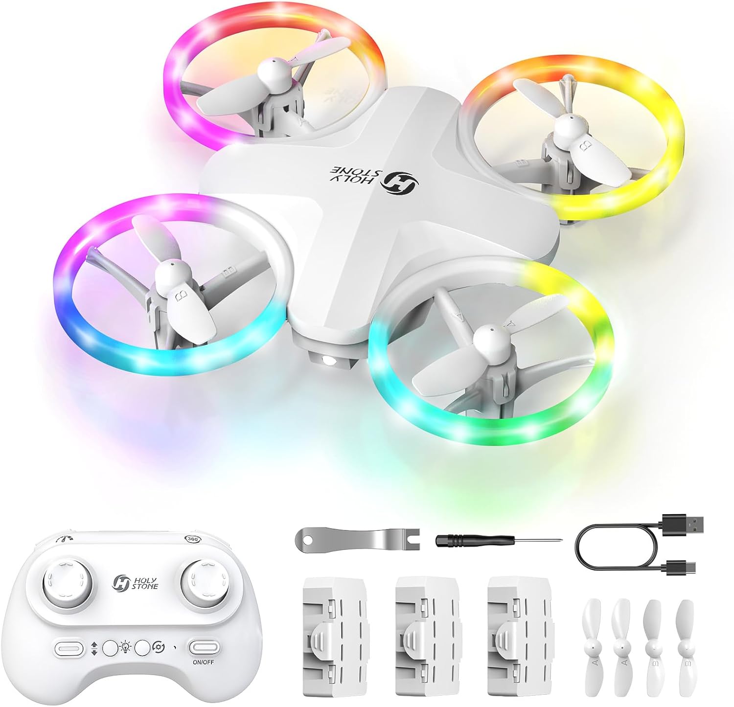 HS180 Kids Mini Drone with LED Lights for 6-12 Year Old Boys Girls, Small RC Quadcopter with 3 Batteries 21 Mins Flight, 360° Flips, Easy to Fly, Birthday Gift for Kids
