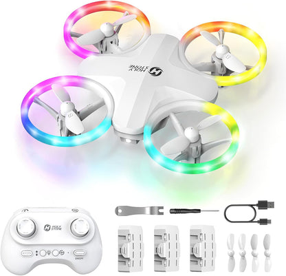 HS180 Kids Mini Drone with LED Lights for 6-12 Year Old Boys Girls, Small RC Quadcopter with 3 Batteries 21 Mins Flight, 360° Flips, Easy to Fly, Birthday Gift for Kids