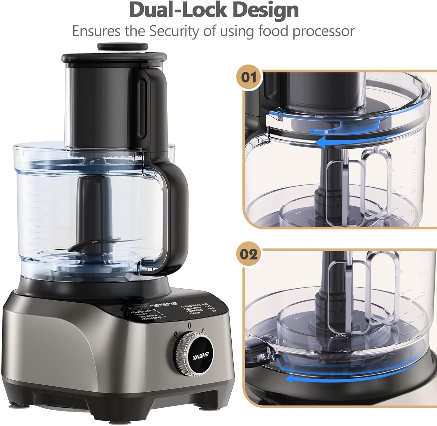 1300W Food Processor, 11-In-1 Multifunctional Kitchen Machine with 2.5L Bowl & 1.5L Blender, Mixer, Grinder, Juicer, Dough Kneader, Chopper, Slicer & Shredder for Family Use