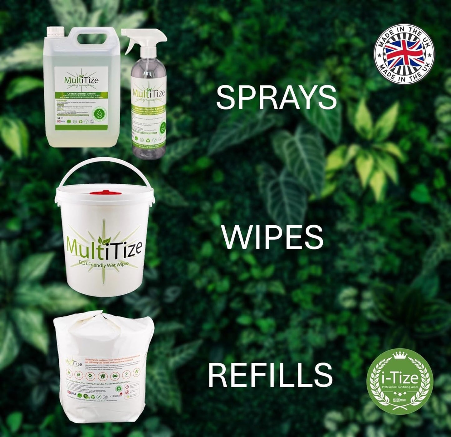 'Multitize Eco, Multi Purpose Antibacterial Cleaner (5 Litres + Spray Bottle) Multitize Eco, Multi Surface Antibacterial Spray (5 Litres (Pack of 1) + Spray Bottle)