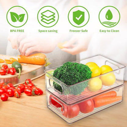 Fridge Organiser, Stackable, Storage Box, Kitchen Organiser, Pantry Storage Container, Transparent Container for Fridge, Kitchens, Cabinets (Pack of 6)