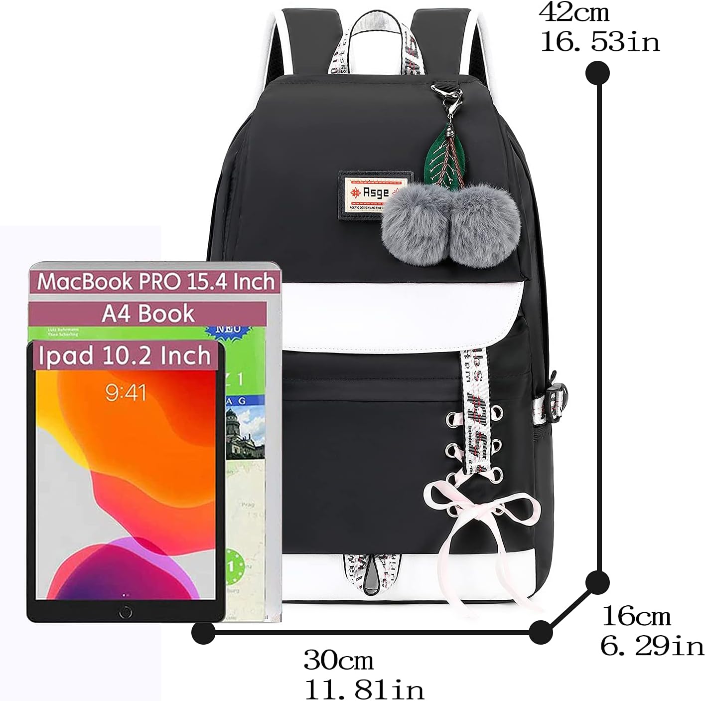 Girls Backpack School Bags for Girls Nylon Waterproof College Rucksack Fashion Casual Daypack Women Bookbag Boys Schoolbag Teenagers Durable Unisex Student Backpacks