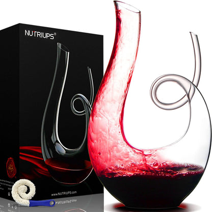 Swan Wine Decanter, Handblown, 1.2L Designed Horn Red Wine Decanter Set for 750Ml, Lead-Free