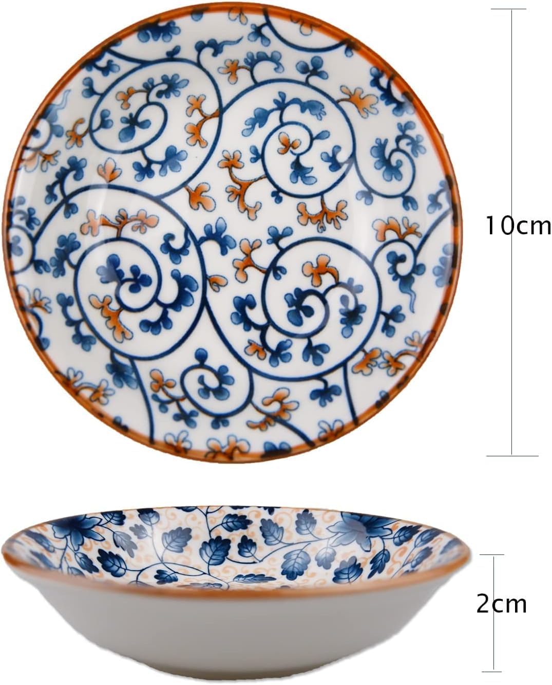 Porcelain Tapas Dishes,Snack Bowls for Tapas,Tapas Bowls Set,Ceramic Dipping Bowls,6Pcs Ø 10 Cm Small Spice Bowls,Dishes Sauce Dishes for Sushi,Sauce,Snack and Soy