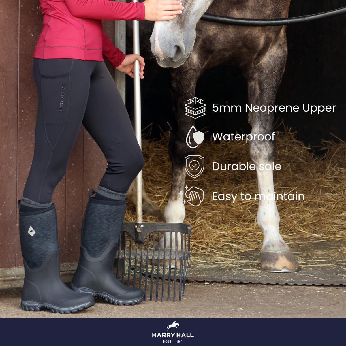 Neoprene Wellington - Dependable and Durable Ladies Outdoor Boots with Snug-Fit, Easy to Clean, Perfect for Horse Owners - Comfortable & True to Size