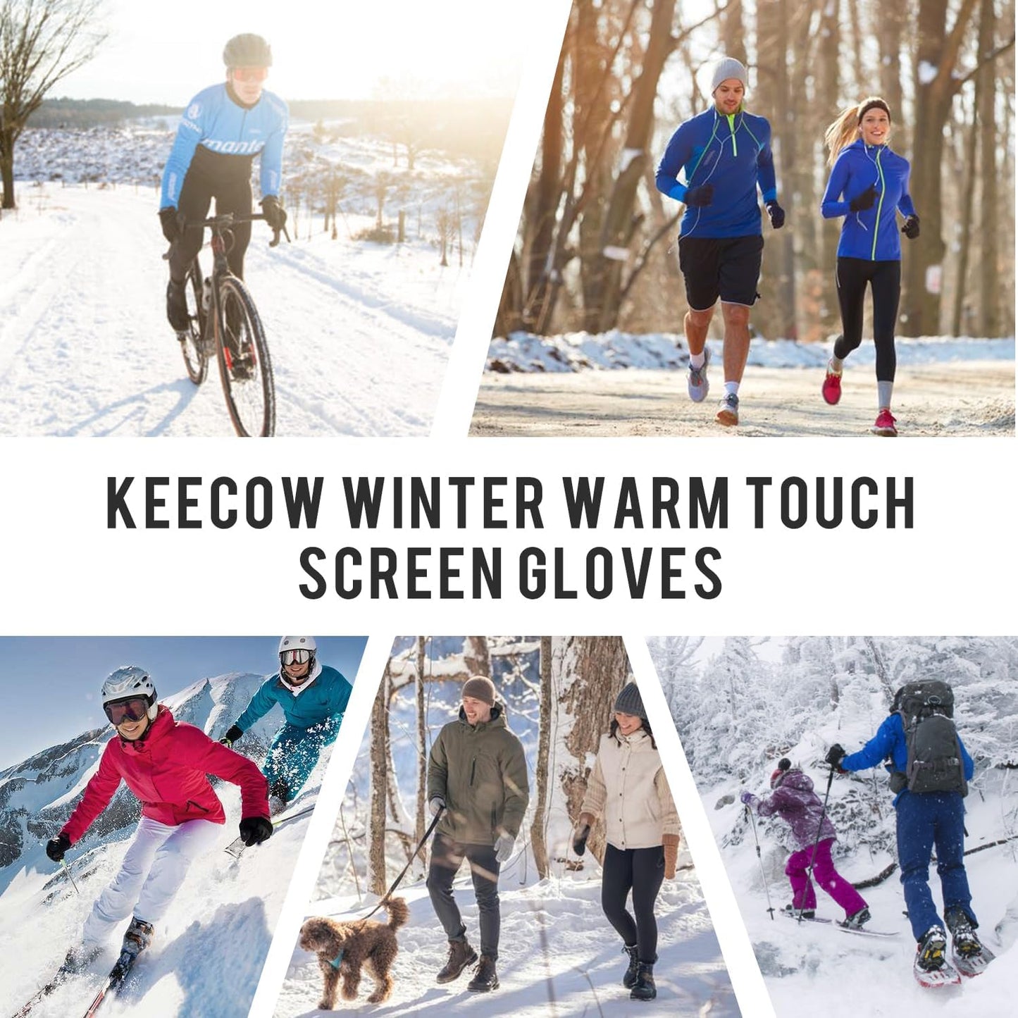 Mens Winter Gloves,Womens Thermal Warm Knit Touchscreen Gloves with Fleece Lining for Running Ski