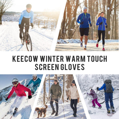 Mens Winter Gloves,Womens Thermal Warm Knit Touchscreen Gloves with Fleece Lining for Running Ski