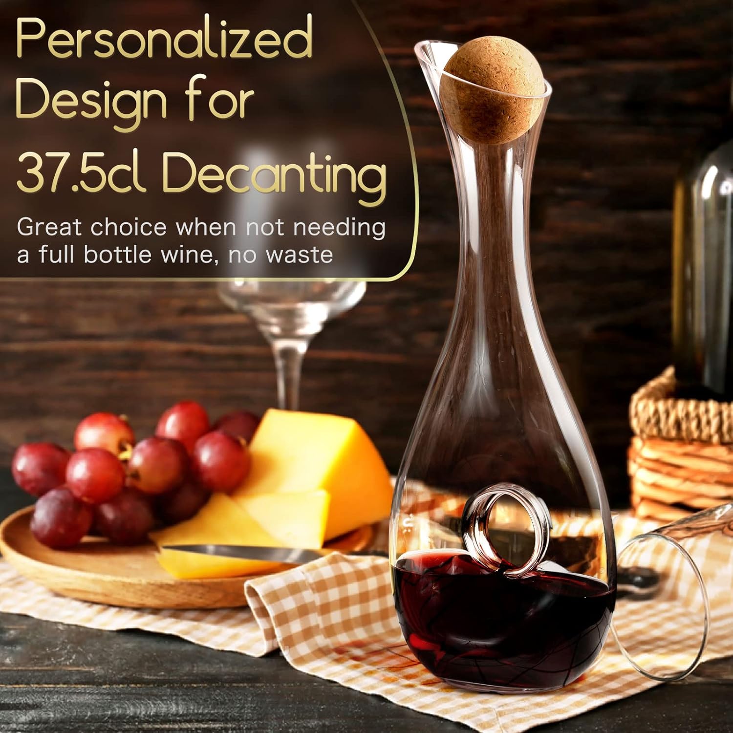 Wine Decanter with Stopper,1.2L, Lead-Free, Hand Blown, Red Wine Decanters Set