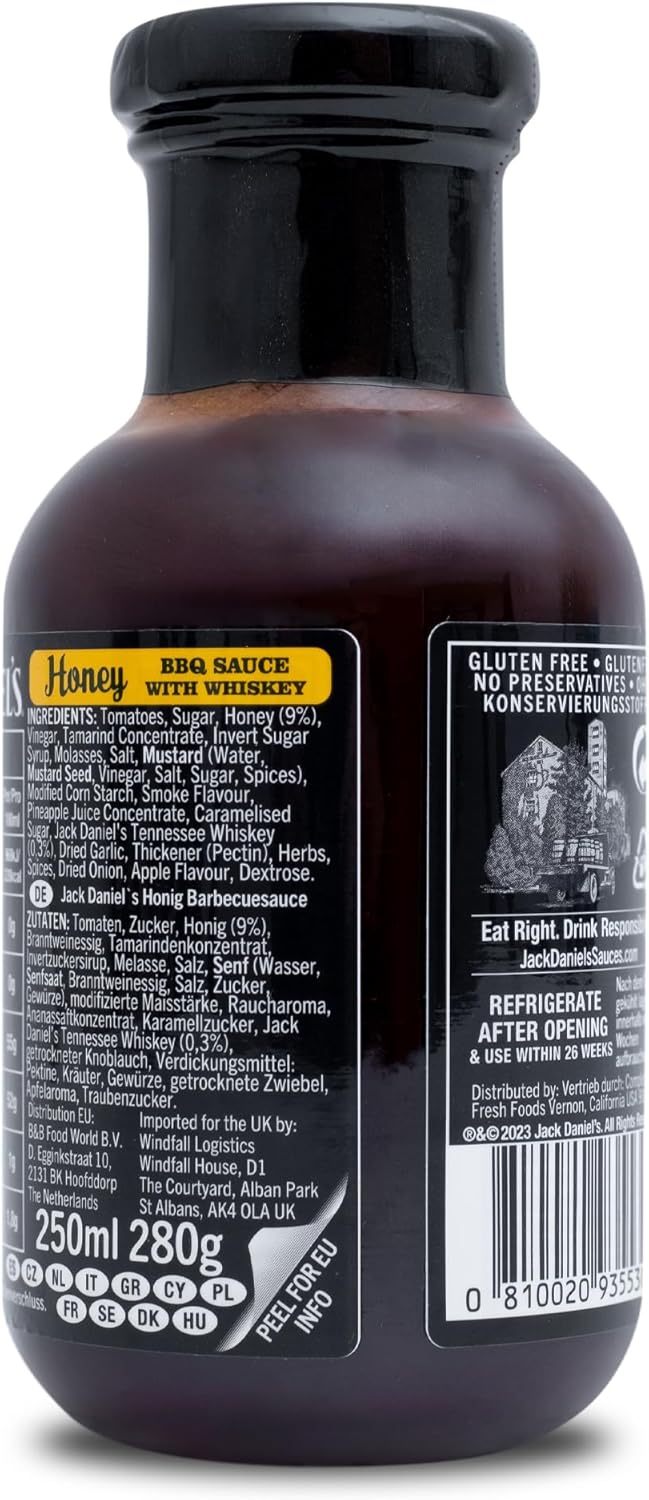 Jack Daniels BBQ Sauce Gift Set, 1X Honey, 1X Original BBQ Sauce Tennessee Whiskey, Jack Daniels Gifts for Men - Barbecue Food Gifts for Boyfriend, Dad and Mens Gift for Birthday, Stocking, Christmas