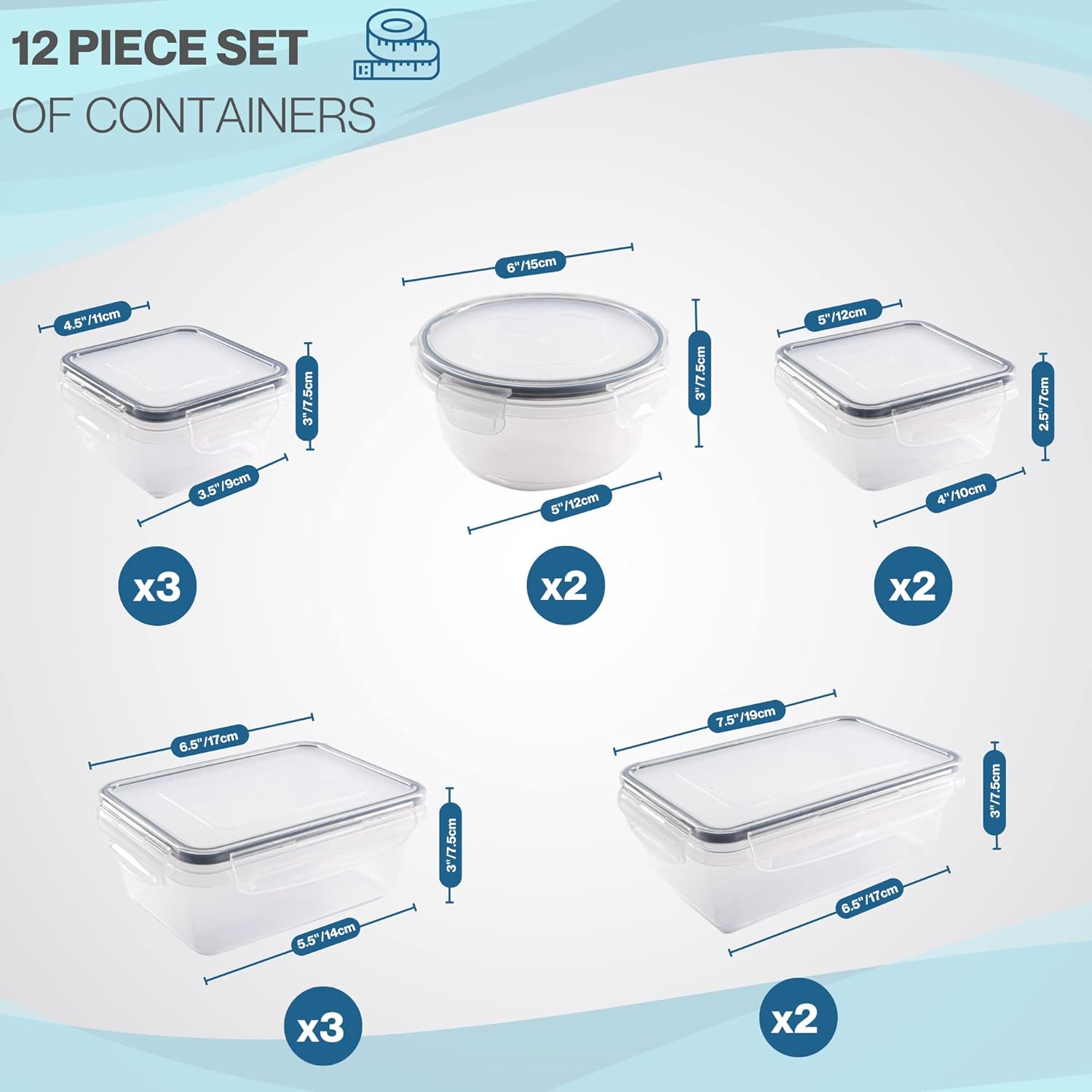 nuovva  Airtight Food Storage Containers Set – Plastic Food Containers with Lid – Leak Proof Pantry & Kitchen Containers – Meal Prep Sets with Lids – 24Pcs (12 Containers + 12 Lids)