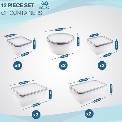 nuovva  Airtight Food Storage Containers Set – Plastic Food Containers with Lid – Leak Proof Pantry & Kitchen Containers – Meal Prep Sets with Lids – 24Pcs (12 Containers + 12 Lids)