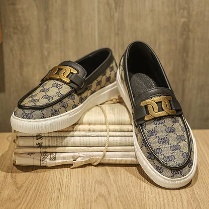 2024 New Bussiness Casual Shoes for Men Low-Top Fashion Loafers Slip on Flat Boat Shoe Mens Luxury Leather Shoes