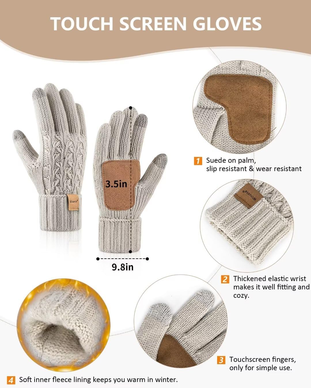 Hat Scarf and Gloves Set Ladies, Winter Beanie Hat for Women with Pom Pom Fleece Lined Warm, Bobble Hat Touchscreen Gloves Women Scarf Neck Warmer 3 in 1 Cold Weather Set