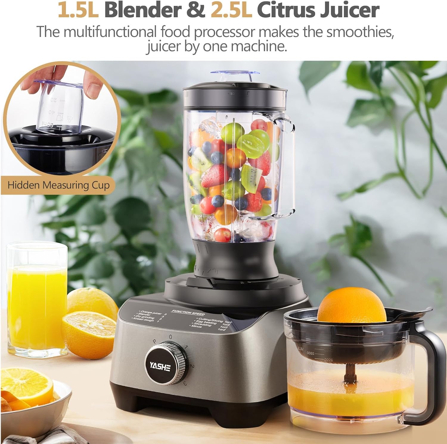 1300W Food Processor, 11-In-1 Multifunctional Kitchen Machine with 2.5L Bowl & 1.5L Blender, Mixer, Grinder, Juicer, Dough Kneader, Chopper, Slicer & Shredder for Family Use
