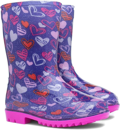 - Sunny Girls Purple Love Hearts Welly