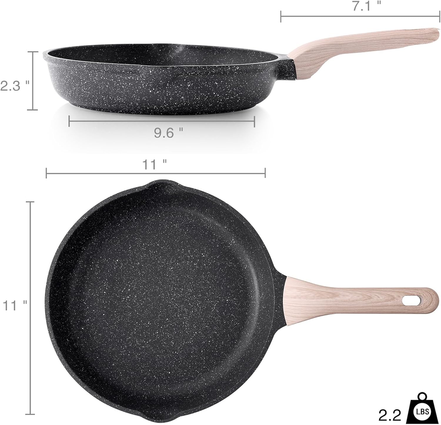Kordisen Stick Frying Pans Skillet, 28 Cm Granite Frying Pans Nonstick for Cooking, Healthy Induction Cookware, Heat Resistant Handle, PFOA Free