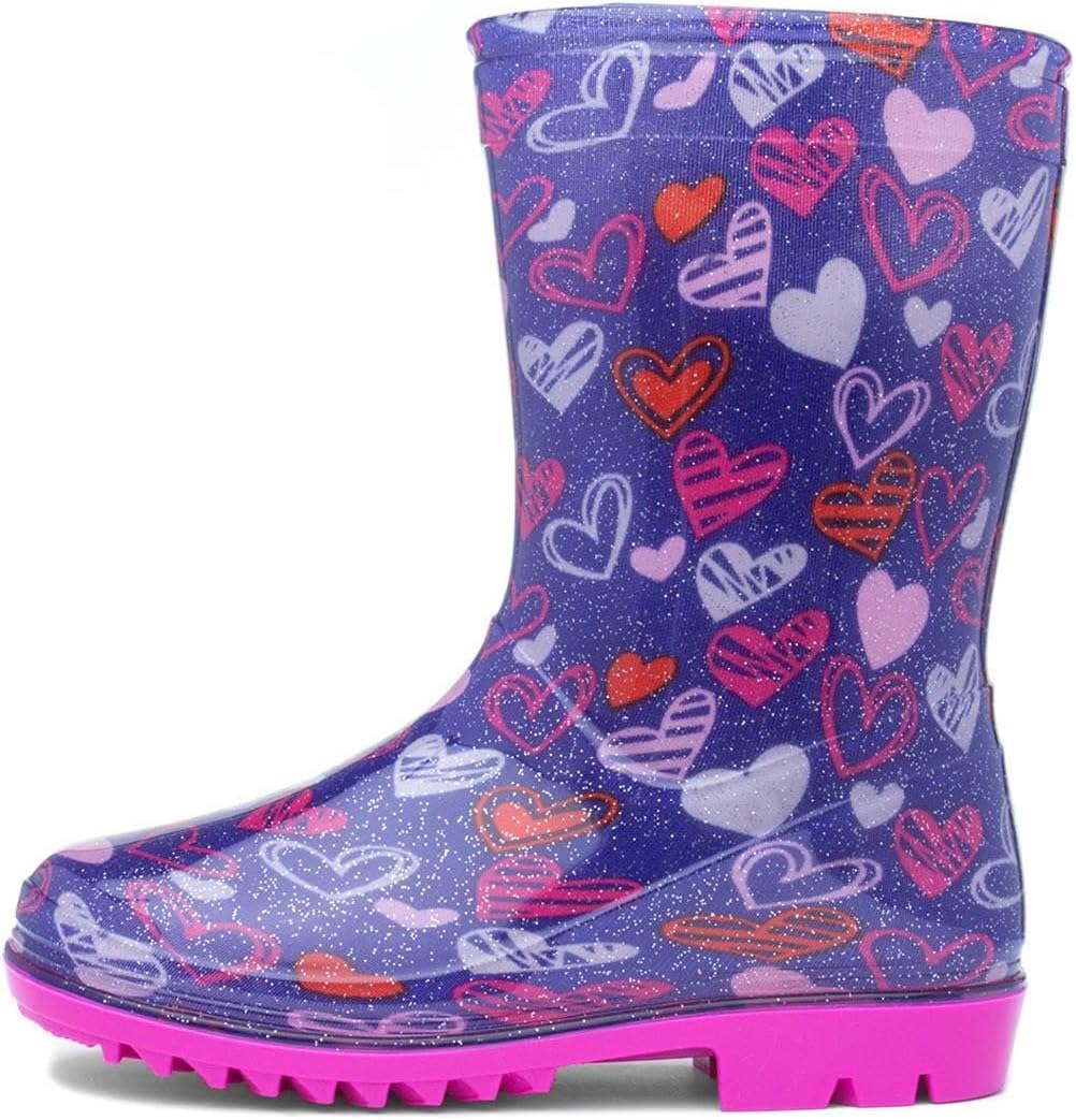 - Sunny Girls Purple Love Hearts Welly