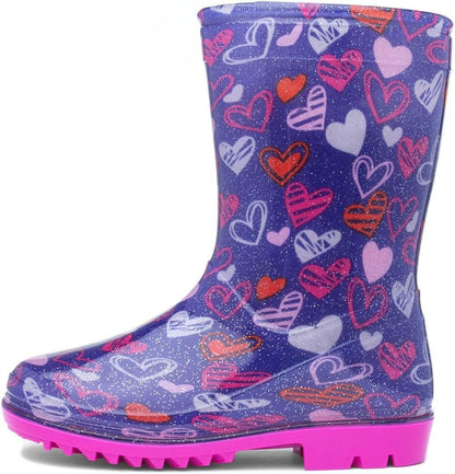 - Sunny Girls Purple Love Hearts Welly