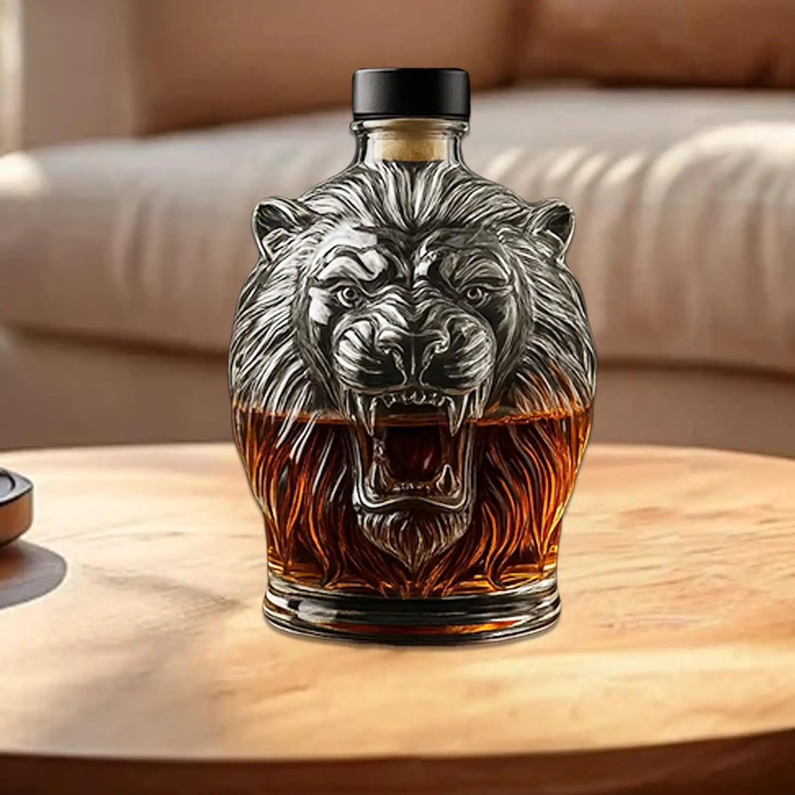 Lion Wine Glass Decanter Liquor Dispenser Decanter Bottle Whiskey Animal Profile Wine Container for Men Father Husband Gifts