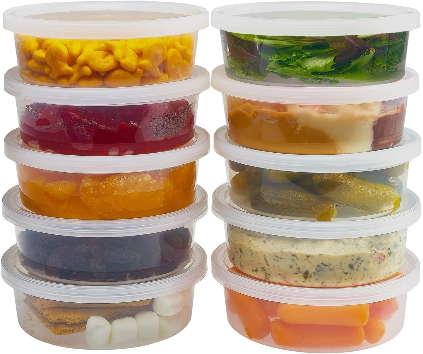 AVLASH®  25 Pack- 250Ml / 8Oz round Stackable Plastic Food Container Set with Lids - Reusable, Leakproof, Dishwasher & Microwave Safe, BPA Free Containers (25)