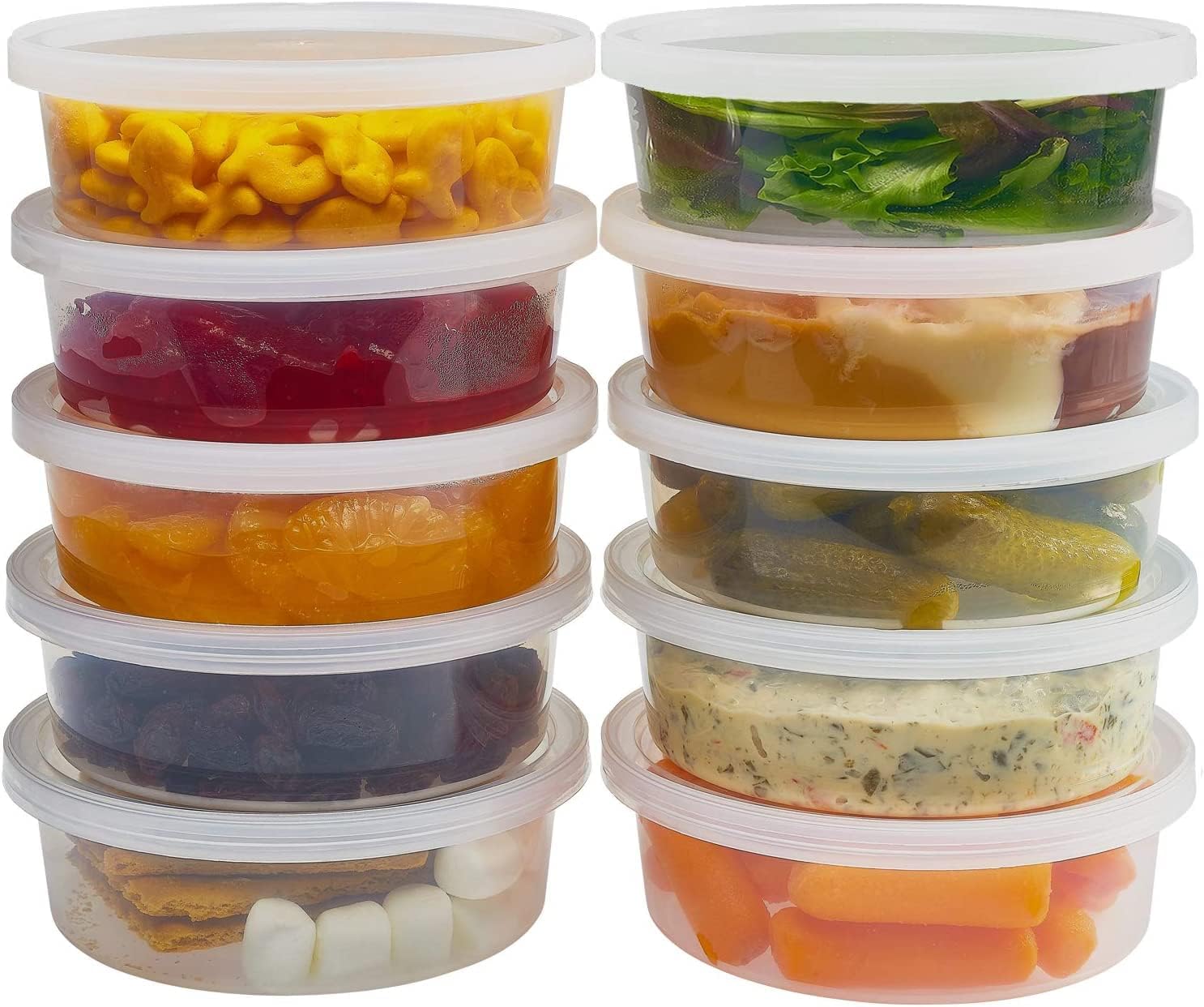 AVLASH®  25 Pack- 250Ml / 8Oz round Stackable Plastic Food Container Set with Lids - Reusable, Leakproof, Dishwasher & Microwave Safe, BPA Free Containers (25)