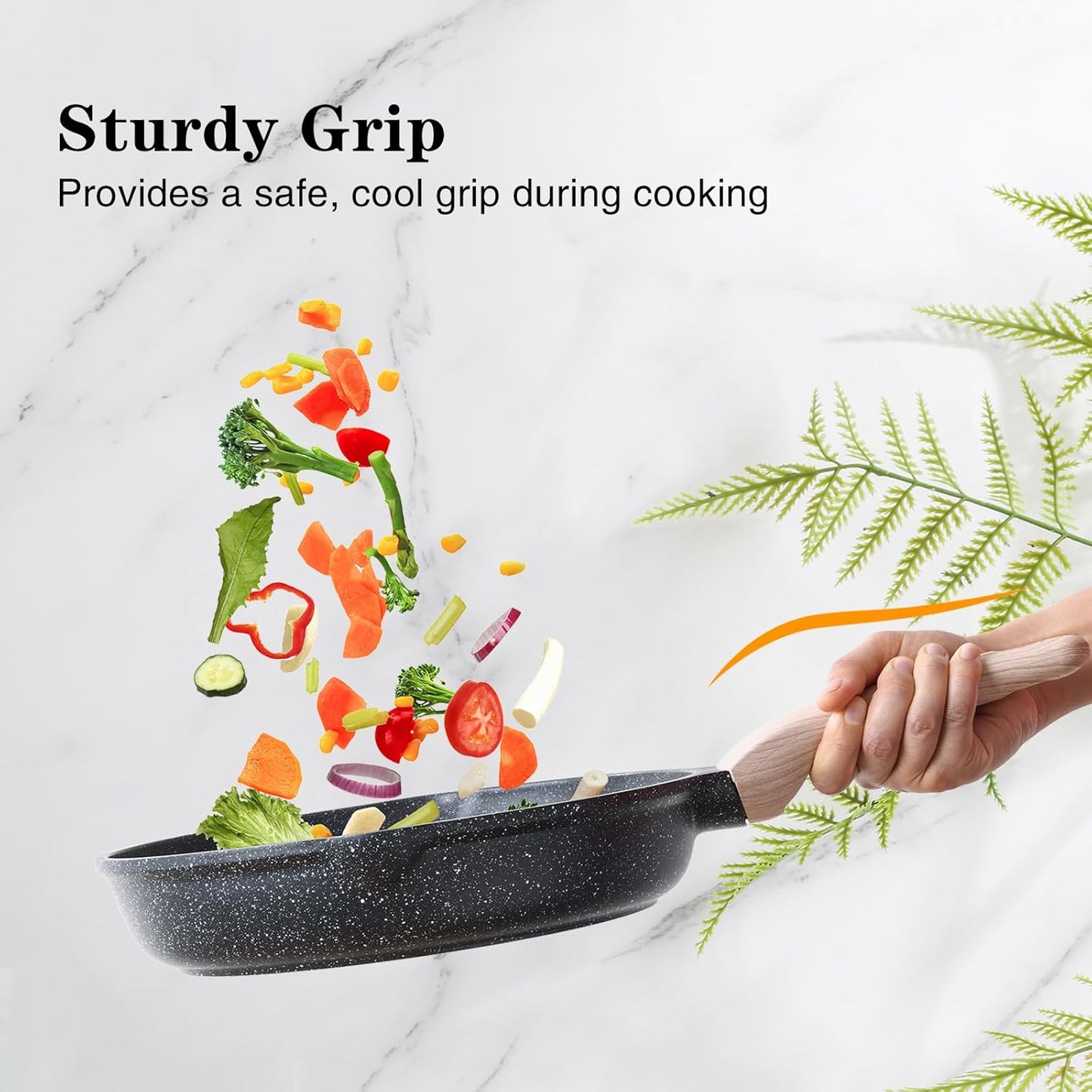 Kordisen Stick Frying Pans Skillet, 28 Cm Granite Frying Pans Nonstick for Cooking, Healthy Induction Cookware, Heat Resistant Handle, PFOA Free