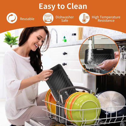 Air Fryer Accessories, Set of 7 Ninja Air Fryer Accessories for Ninja AF451UK AF300UK AF400UK Tower T17088 Including Silicone Liner for 7.6-9.5L Air Fryer& Dual Racks & Silicone Gloves Etc(Grey)