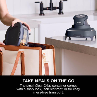 Ninja  Portable Air Fryer, 3.8L, 4-In-1: Air Fry, Roast, Keep Warm, Recrisp, Space Saving Compact Design, 2X Removable Glass Containers & Lids, 1700W, Cyber Space Blue FN101UKGY