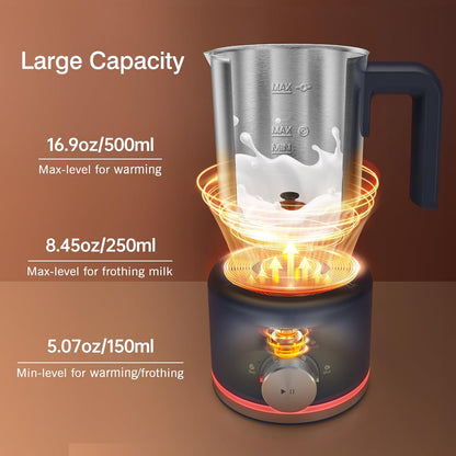 SIMPLETASTE Milk Frother, 4-In-1 Electric Milk Steamer,500Ml Automatic Warm and Cold Foam Maker and Milk Warmer for Latte, Cappuccinos, Macchiato