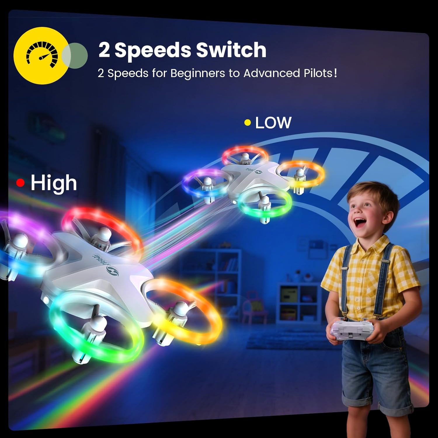 HS180 Kids Mini Drone with LED Lights for 6-12 Year Old Boys Girls, Small RC Quadcopter with 3 Batteries 21 Mins Flight, 360° Flips, Easy to Fly, Birthday Gift for Kids
