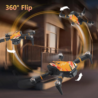 Brushless Motor Drone with Camera 1080P, 270° Obstacle Avoidance Optical Flow Positioning Mini Drones for Beginners, Foldable RC Quadcopter Gift Toy for Kids, Orange