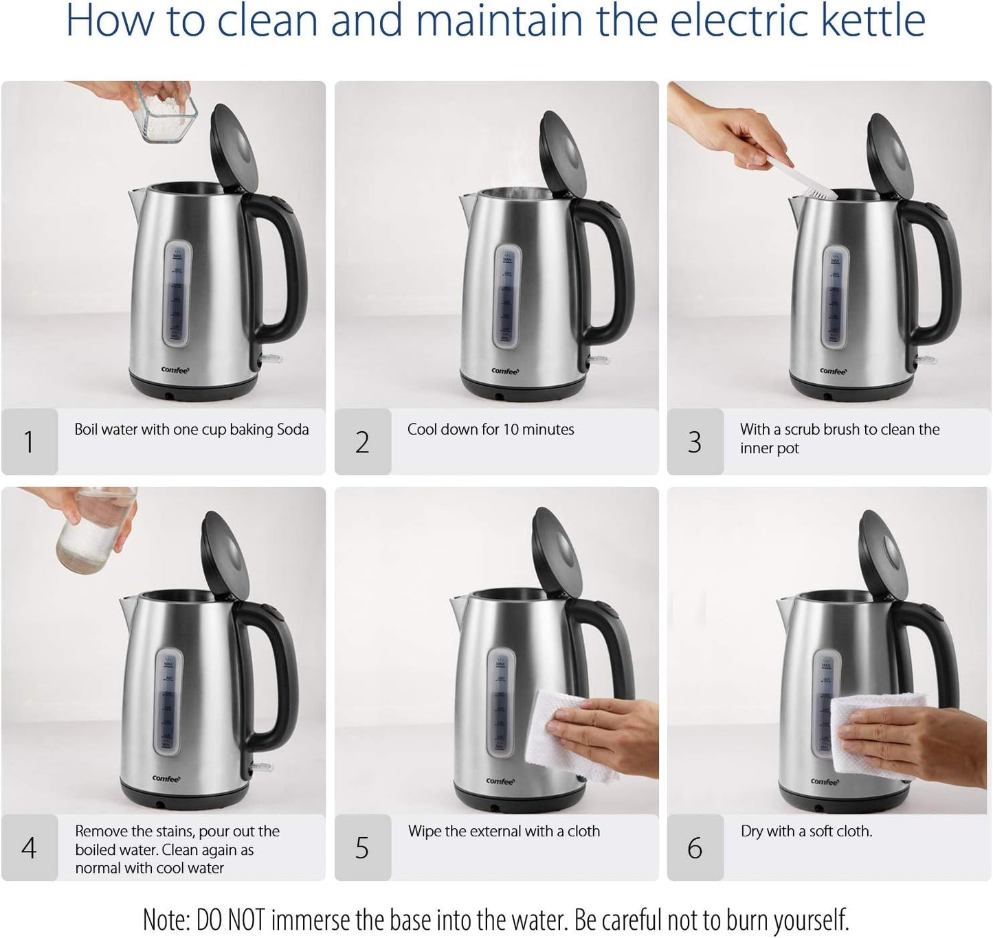 Midea Electric Kettle 3000W Fast Boil 1.7L Stainless Steel Kettle LED Indicator,Spring Lid,Removable Filter,Insulated Handle, Water Level Indicator, Dry Burn Protection,Bpa-Free