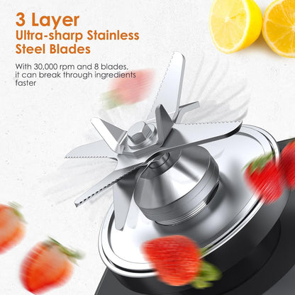 Blender Smoothie Maker, 2000W Powerful Blender for Kitchen with 2L Bpa-Free Tritan Container, 8 Sharp Blades with 30000 RPM High-Speed Jug Blender, Professional Smoothie Maker for Ice/Nut