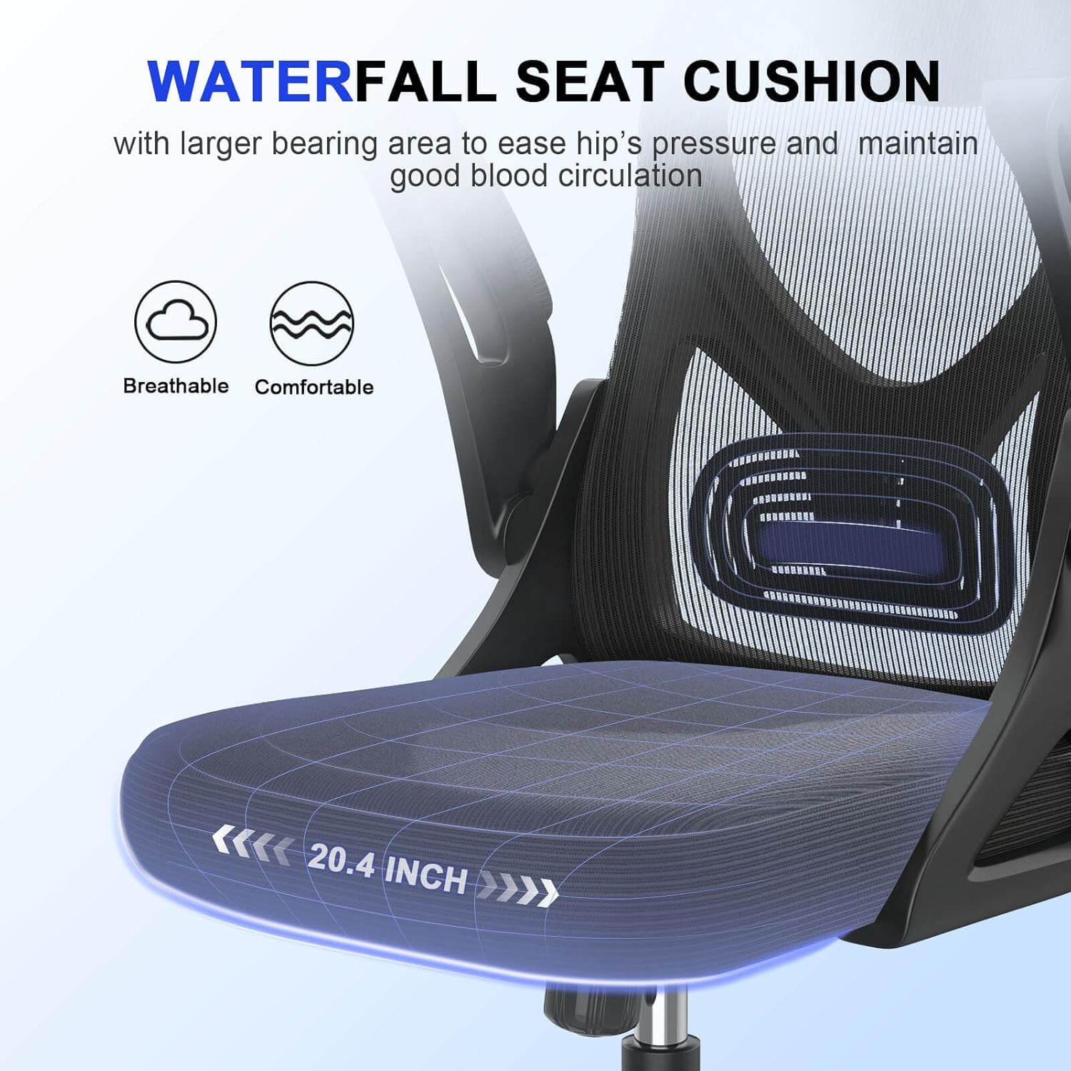 Office Chair - Ergonomic Desk Chair with Lumbar Support Headrest Adjustable, Padded Flip-Up Armrests Comfy Seat Cushion High Back Executive Manager Chair for Home Office