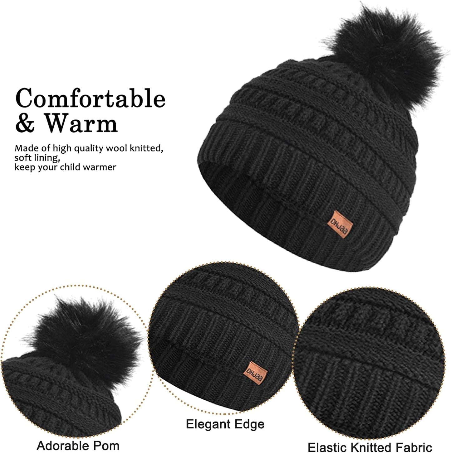 4 Packs Women Winter Hat Scarf Gloves Socks Set,Winter Beanie Cap Warm Thermal Bobble Hats Touchscreen Gloves Women'S Scarf Neck Warmer 4 in 1 Cold Weather Set