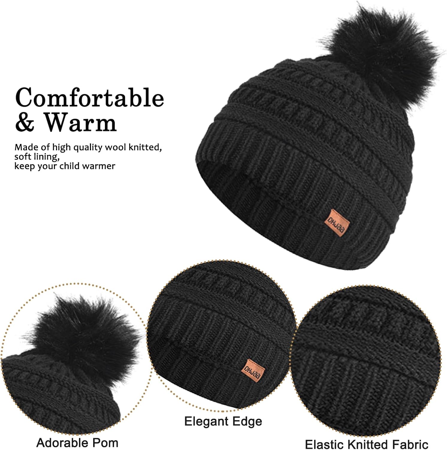 4 Packs Women Winter Hat Scarf Gloves Socks Set,Winter Beanie Cap Warm Thermal Bobble Hats Touchscreen Gloves Women'S Scarf Neck Warmer 4 in 1 Cold Weather Set