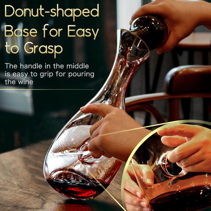 Wine Decanter with Stopper,1.2L, Lead-Free, Hand Blown, Red Wine Decanters Set