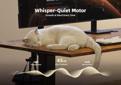 Electric Standing Desk Adjustable Height, 120X60Cm, Sit Stand with Splice Board for Home Office Computer Workstation, Black Frame/Rustic Brown Top